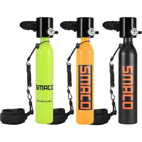 SMACO scuba diving equipment snorkeling breathing apparatus portable diving oxygen tank with 8 Minutes Capability, 0.5 Litre