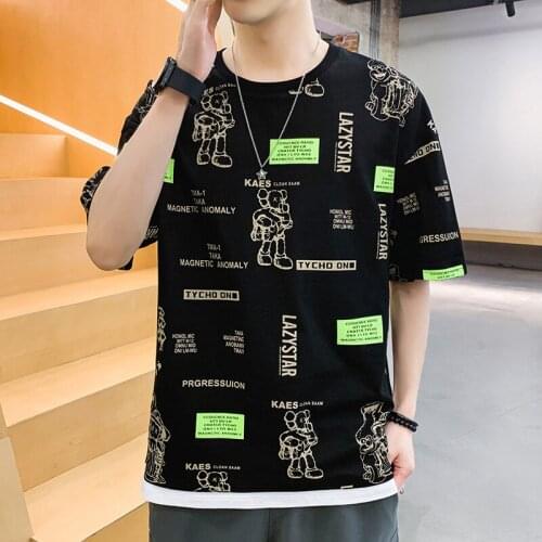 Short Sleeve T-shirt Mens Korean Fashion Summer Loose Cotton T-shirt 2021 New Student with Half Sleeve Undergarment