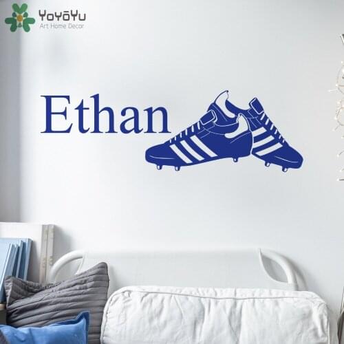 Football Boots Personalized Name Vinyl Wall Decal Kids Rooms Nursery Soccer Wall Stickers Gift Boy Bedroom Decor Poster DIYSY291