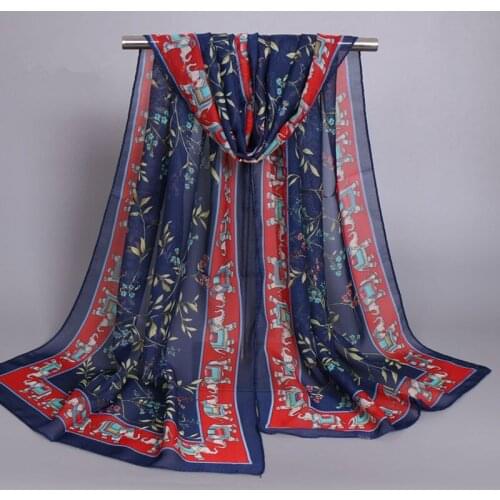 Chiffon Silk Hijab Printing Flower Scarf Woman Fashion Foulard Spring Autumn Pattern Scarves Cachecol Feminino Inverno Shawl