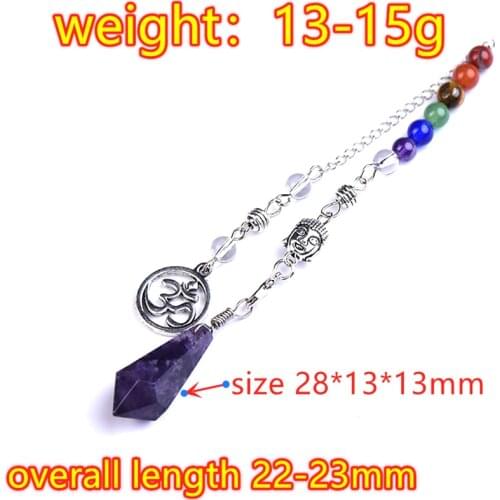 Quartz Hypnotic Gemstone Rock Crystal Hexagonal Pointed Reiki Chakra Dowsing Pendant 7 Chakra Pendulums