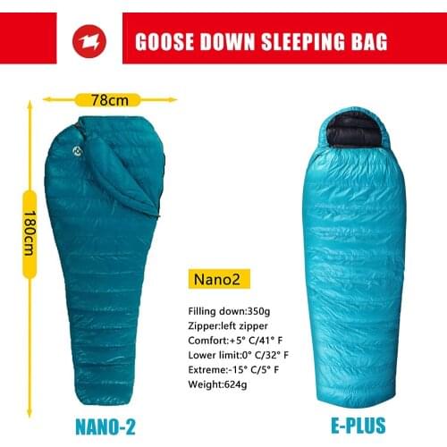 Aegismax Nano 2 New 2021 Mini Upgrade Sleeping Bag 95% White Goose Down Mummy Ultralight Splicing Hiking Camping Free shipping