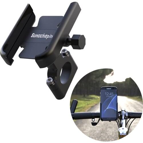 Motorcycle Handlebar Mobile Phone Clip Stand GPS Holder With USB Charger Mount 360 Rotating Bracket
