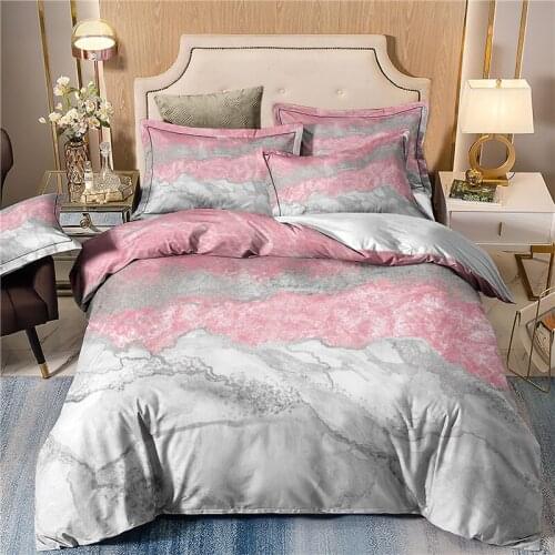 Marble Pattern Quilt Cover Pink Cute Double Bedding Set Single Queen King Twin Size Duvet Cover Set With Pillowcase For Girls