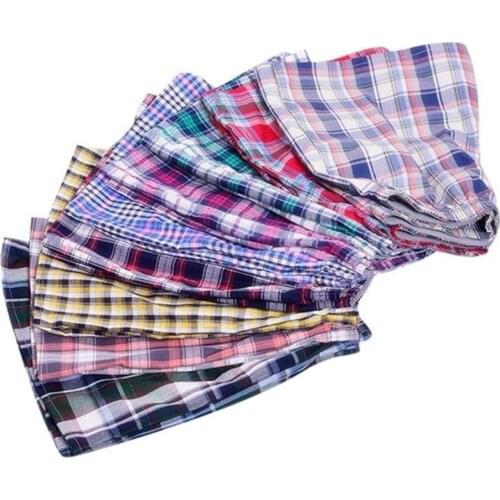 Mens Cotton Arrow Pants Casual Plaid Print Elastic Waist Underwear Summer Loose Breathable Beach Pants Boxers Shorts Sell Hot