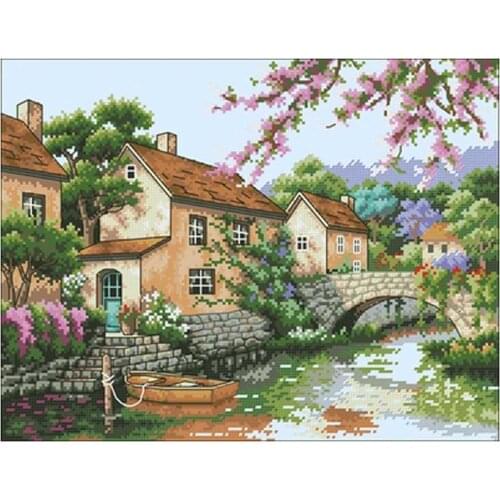 Rural canal patterns Counted Cross Stitch 11CT 14CT 18CT DIY Chinese Cross Stitch Kits Embroidery Needlework Sets