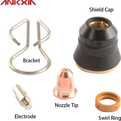 100pcs Electrode Nozzle Tip 0.6mm 0.8mm 0.9mm Swirl Ring Consumables For S45 Plasma Cutter Torch
