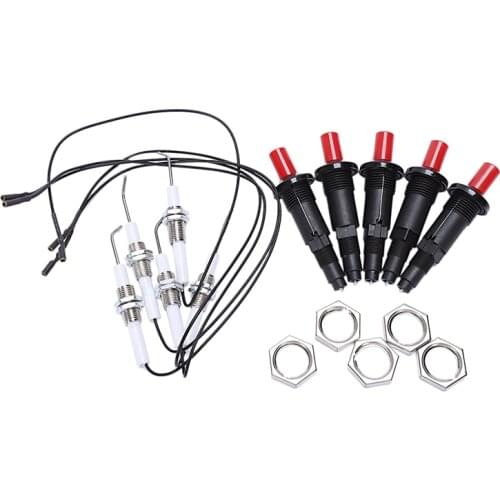 Gas Grill Push Button Kitchen Lighter Piezo Ignition Kit Universal Threaded Plug 5Pcs