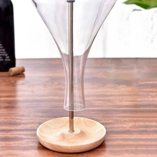 NHBR Kitchen Bar Storage Barware Shelf Flagon Inverted Decanter Drying Rack Furnishing Stand Wooden Base