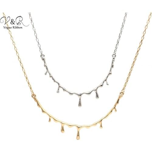 2020 Newest Fashion Liquid Melting Metal Pendent Necklace For Women Initial Necklace Good Luck Tassel Necklace