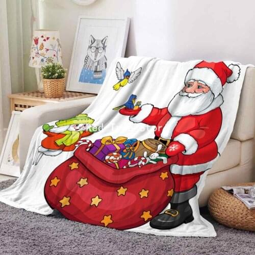3D Print Santa Claus Blanket Soft Flannel Happy New Year Merry Christmas Blankets Bedding Sofa Use Office Nap Cover 150*200cm