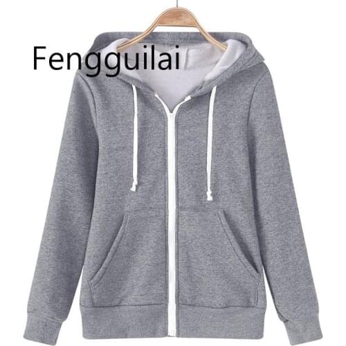 Plus Size Autumn Winter Hoodies Sweatshirt Women Long Sleeve Hooded Solid Color Casual Sweatshirts Loose Zipper Warm Overcoat