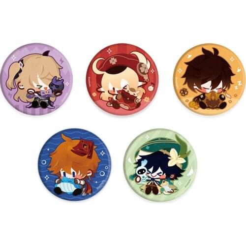 Rock King Zhong Li Plush Badge Game Genshin Impact Swallowing Whale Tartaglia Cosplay Diy Accessories Anime Project Decoration