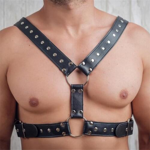 Sexy Leather Suspenders Harness BDSM Gay Sex Harness for Fetish Men