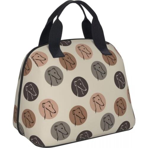 Greyhound Print School Children Insulated Lunch Bag Women Portable Cool Box Boys Girls Men Thermal Lunch Bento Box Kids