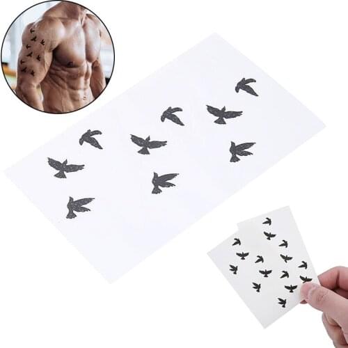 Shellhard 2 Sheets Temporary Flying Birds Tattoo Stickers Black Waterproof Fake Tattoo Body Art Stickers