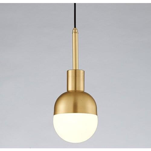 Northern Denmark Gold Glass Ball Droplight Loft Industrial Postmodern Contracted Brassy Bedroom Pendant Light lampen industrieel