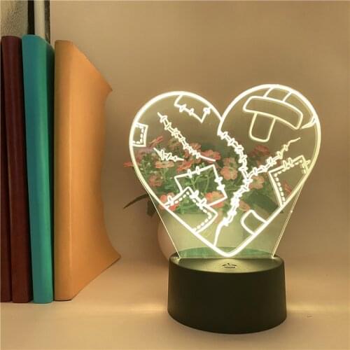 Plug In LED Night Light Heart With Patch Baby Room Nursery 3D Desk Lamp Acrylic with Lava Base Smart Phone Control Nightlight