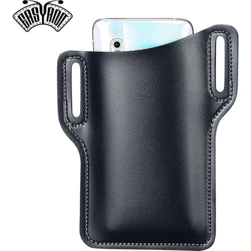 EASYANT Handmade Universal Men Leather Cell Phone Holster Outdoor Fashionable Moblie-phone Case with Belt Loop