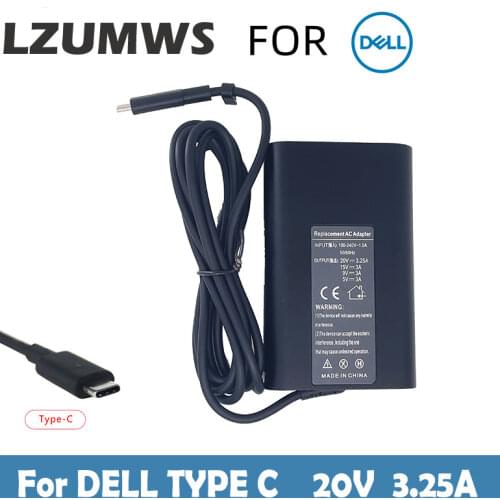 For Dell Latitude adapter 65W Type C USB AC adapter 5290 5290 7285 7389 7390 Thunderbolt3 20V 3.25A Charger Lzumws