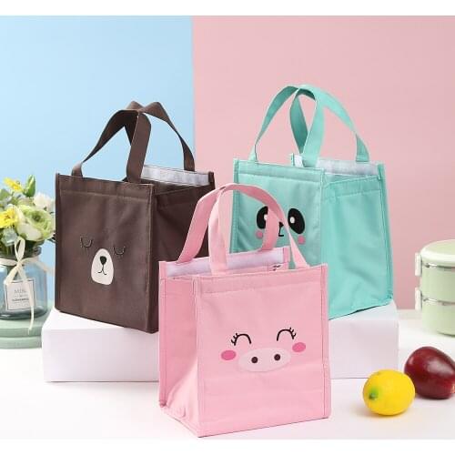 High Quality Cartoon Heat Cold Insulation Lunch Bag Food Milk Bottle Storage Thickened waterproof Oxford Bento Pouch Handbag