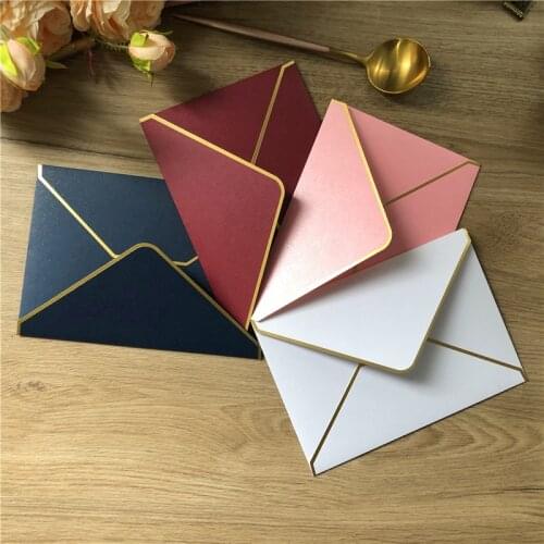 25X 250g Thick A7 Pearl Envelopes Burgundy White Black with Gold stamping 195x135mm(7.6x5.3'') for Wedding Invitation Envelopes