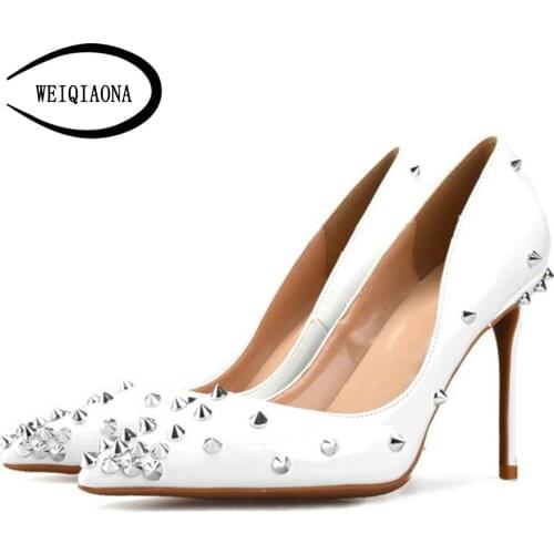 WEIQIAONA 6/8/10cm high heels laydy shoes Sexy Womens singles shoes Fashion women pumps Dress shoes Party shoes 33-46 size