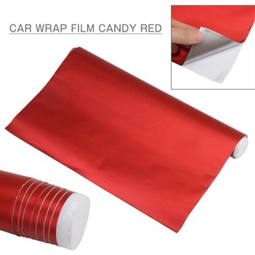 1pc 152x50cm PVC Red Car Auto Candy Gloss Metallic Chrome Vinyl Wrap Film Air Release Sticker Accessories