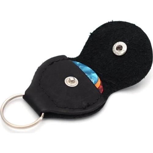 1PCS High Quality Guitar Pick Holder Genuine Leather Guitarra Plectrum Case Bag Keychain Shape Guitar Accessories