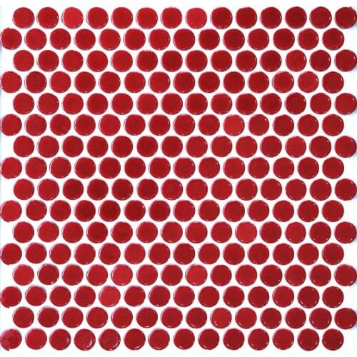 11pcs red penny round ceramic mosaic tile kitchen backsplash bathroom wall shower hallway wallpaper border tiles home decoration