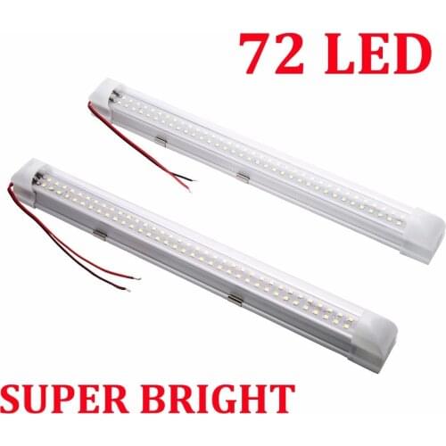 2pcs Camper Light Bar 12V LED 4.5W Car Interior Strip Light Bar Lamp ON OFF Switch White Universal For RV Van Boat Motorhome