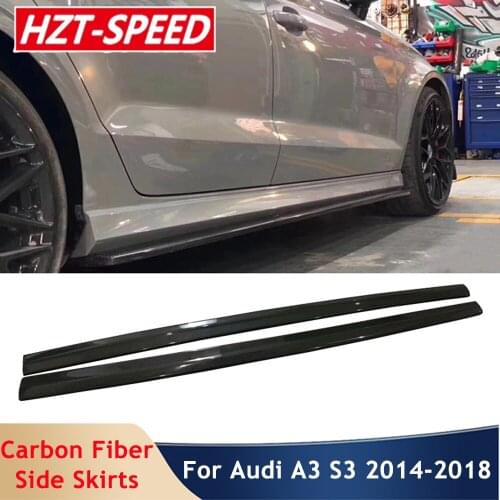 2014-2018 Real Carbon Fiber RS3 Style Car Side Skirts Door Aprons Body Kits For Audi A3 S3 Modification