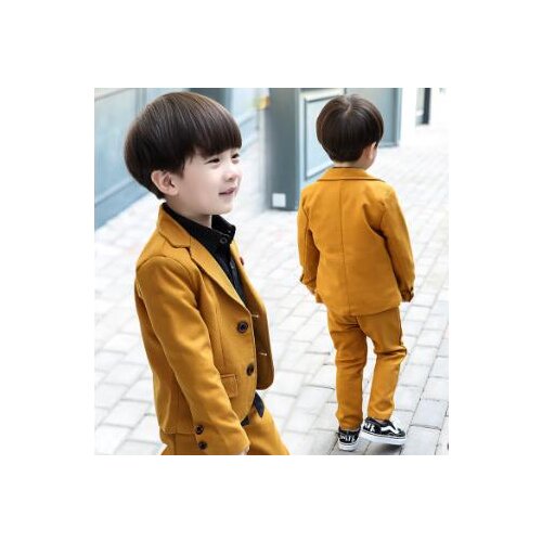 2019 cotton Boys suits for weddings Kids Prom Suits brown Wedding Suits for Children Boy Formal kids Costume 2pcs: jacket+pant