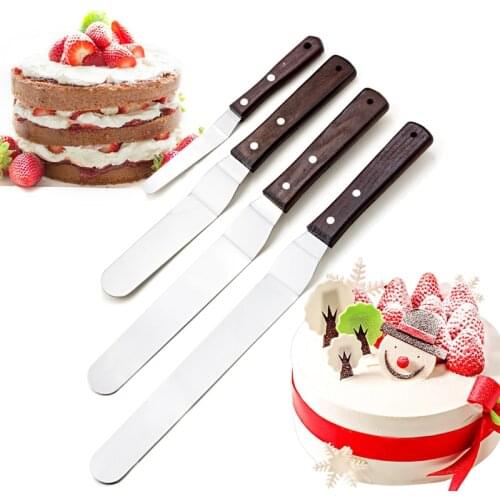 4 6 8 10 inch Spatula Cake Decorating Tools Stainless Steel With Wood Handle Cream Knife Spatula for Cake Smoother Icing