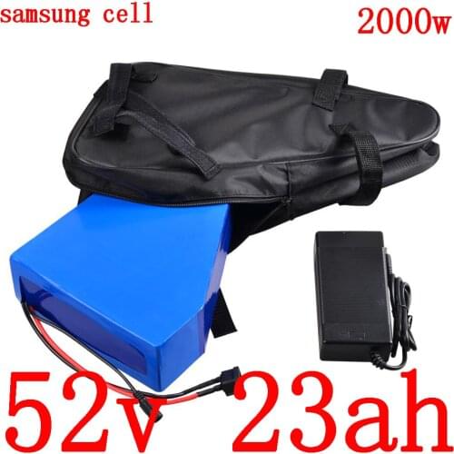 51.8V 52V 1000W 2000W Lithium battery use samsung cell 52V 23AH ebike battery 52V electric bicycle battery with 5A charger+bag