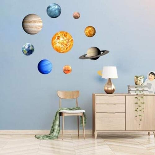 9Pcs/Set 9 Planet Solar System Fluorescent Wall Stick the Universe Planet Galaxy Children Room Bedroom Luminous Wall Stickers