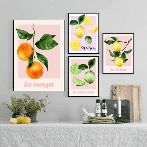 Abstract Pink Lemon Orange Poster Print Canvas Painting Mexico Picture Fruit Food Wall Art Kitchen For Decoration Home Decor