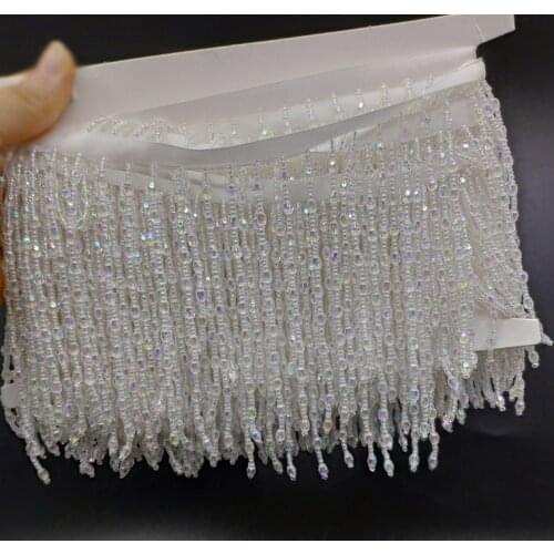 White color bead curtain tassel bead chain wedding dress skirt shoe bag material chain performance decoration beaded chain
