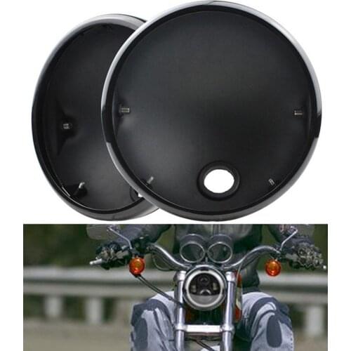 Motorcycle 7 Inches Bright Black Headlight Shell Cover Headlamp Housing Headlight Rear Cover Round Shield Shell Halle