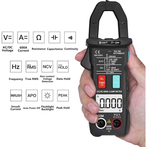 BSIDE 6000 Counts Digital Clamp Meter True RMS Multimeter Clamp Ammeter AC DC Voltage Current Meter NCV Test Universal Meter