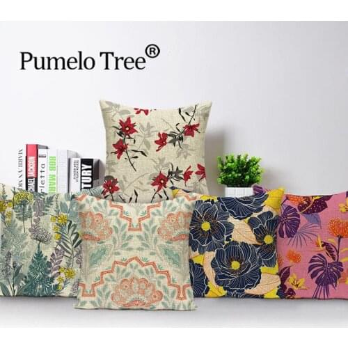 Retro Flower Decorative Cushion Cover Plant Colorful Sofa Home Tropical Cushions Cover Farmhouse Decor Throw Pillow Covers Case
