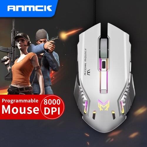 Anmck Gaming Mouse Gamer Programmable Competition Mice USB Wired 6 Grades 8000 DPI 6 Buttons Online Games Competitive Mousee