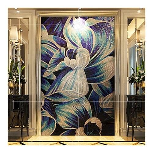 Custom Hand craft flower art glass mosaic murals D2007