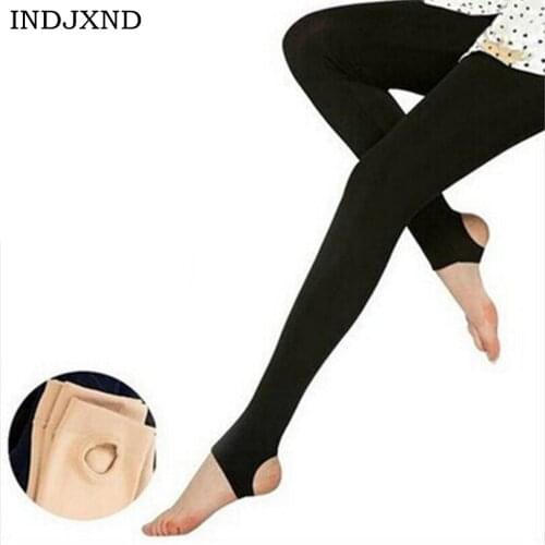 INDJXND 2019 Spring Autumn Women Solid Warm Thin Cashmere Lady Leggings High Waist Elastic Brushed Pants 3 Style Multicolor