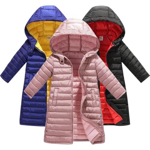 Hot sell Boys & Girls Winter Duck Down Children Thickening Warm Down Jackets Long Big Fur Hooded Outerwear Girls Coats Kids coat