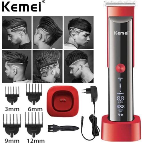 Kemei Newest 5-Level Speed Regulation Hair Trimmer Beard for Men LCD Electric Cordless Hair Clipper Adjustable Cutting Machine