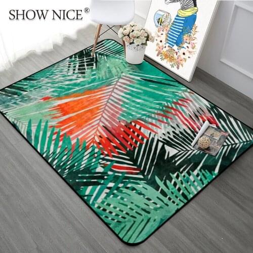 Fashion Graffiti Carpets For Living Room Simulation Green Leaves Rug Floor Mat Bedroom Tapete Anti-slip Hallway Bathroom Kitchen