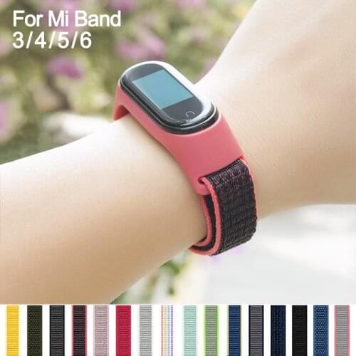 Nylon loop Bracelet for miband 5 6 Strap watch Belt pulsera correa for Miband strap Wristband for xiaomi Mi band 4 3 Bracelet