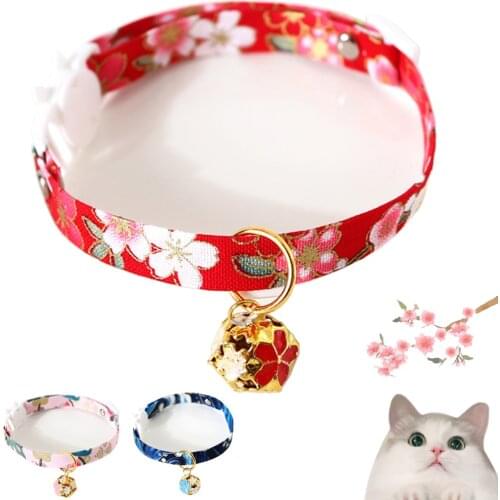Cat Collar with Hollow Bell Cute Japanese Style Small Cats Necklace Adjustable Safety Puppy Kitten Collars Pet Rabbit Bow Tie