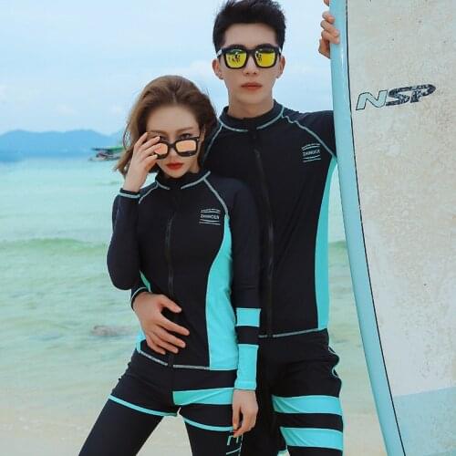 Couple Rash Guards Kitesurfing Bodysuit Womens Swimwear Bikini Women Bikinis 2019 Bather Sexy Swim Suit Split Men Long Sleeve